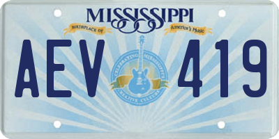 MS license plate AEV419