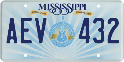 MS license plate AEV432