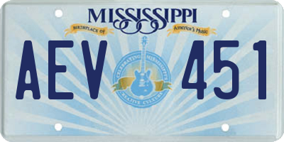 MS license plate AEV451