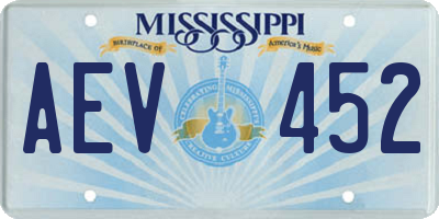 MS license plate AEV452