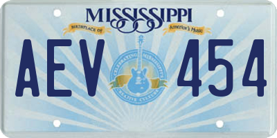 MS license plate AEV454