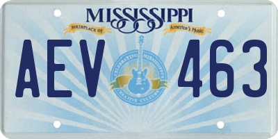 MS license plate AEV463