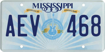 MS license plate AEV468