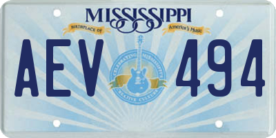 MS license plate AEV494