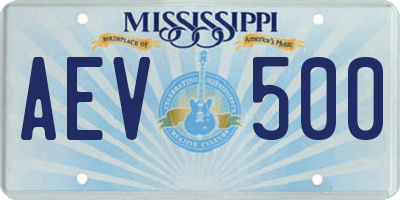 MS license plate AEV500