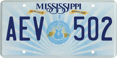 MS license plate AEV502