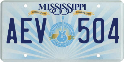 MS license plate AEV504