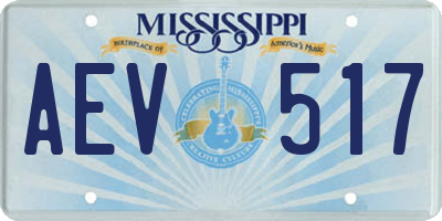 MS license plate AEV517