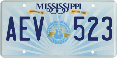 MS license plate AEV523