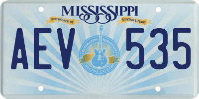 MS license plate AEV535