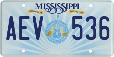 MS license plate AEV536