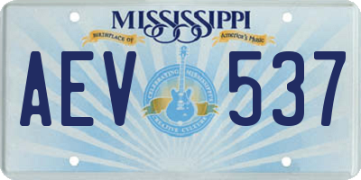 MS license plate AEV537