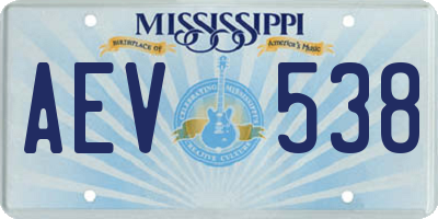 MS license plate AEV538