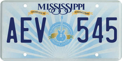 MS license plate AEV545