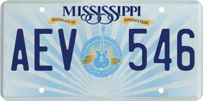 MS license plate AEV546