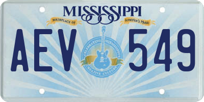 MS license plate AEV549