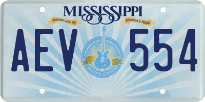 MS license plate AEV554