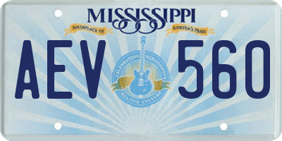 MS license plate AEV560
