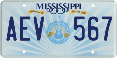 MS license plate AEV567