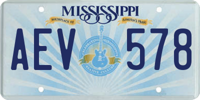 MS license plate AEV578