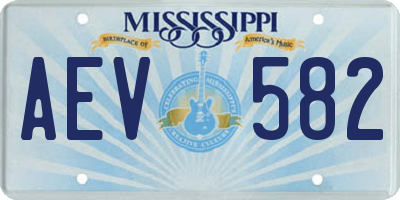 MS license plate AEV582