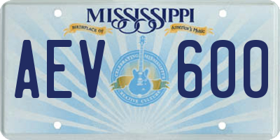 MS license plate AEV600
