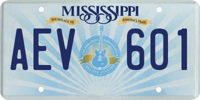 MS license plate AEV601