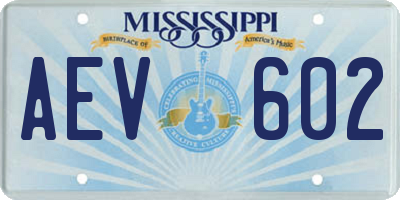 MS license plate AEV602