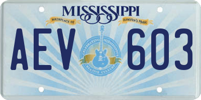 MS license plate AEV603