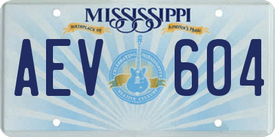 MS license plate AEV604