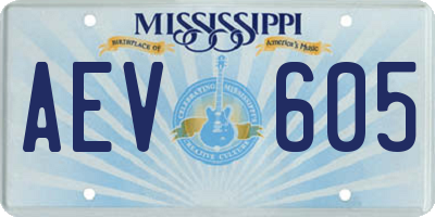 MS license plate AEV605