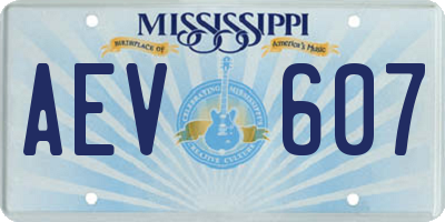 MS license plate AEV607