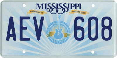 MS license plate AEV608