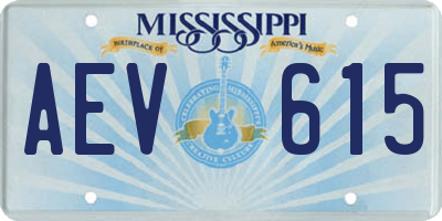 MS license plate AEV615