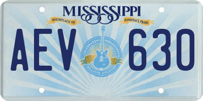MS license plate AEV630