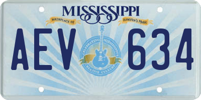 MS license plate AEV634