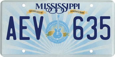MS license plate AEV635
