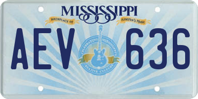MS license plate AEV636