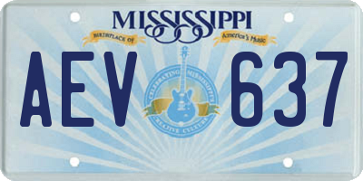 MS license plate AEV637