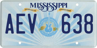 MS license plate AEV638