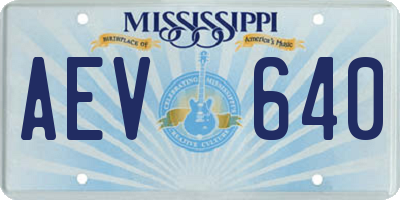 MS license plate AEV640