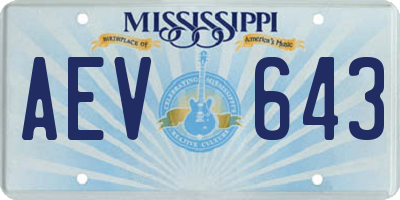 MS license plate AEV643