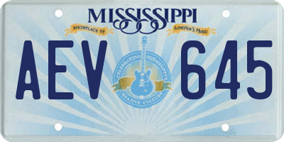 MS license plate AEV645