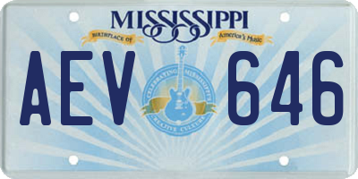 MS license plate AEV646