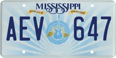 MS license plate AEV647