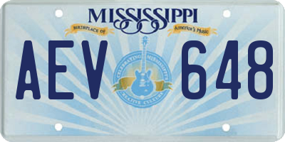 MS license plate AEV648