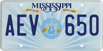 MS license plate AEV650