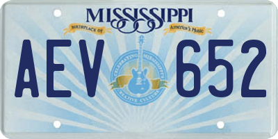 MS license plate AEV652