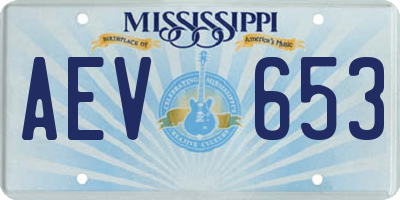 MS license plate AEV653