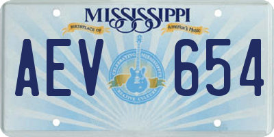 MS license plate AEV654